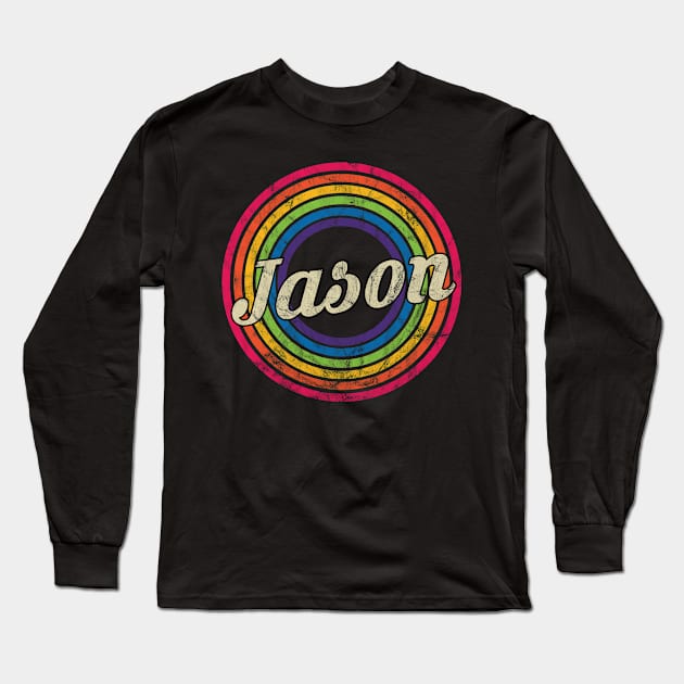 Jason - Retro Rainbow Faded-Style Long Sleeve T-Shirt by MaydenArt